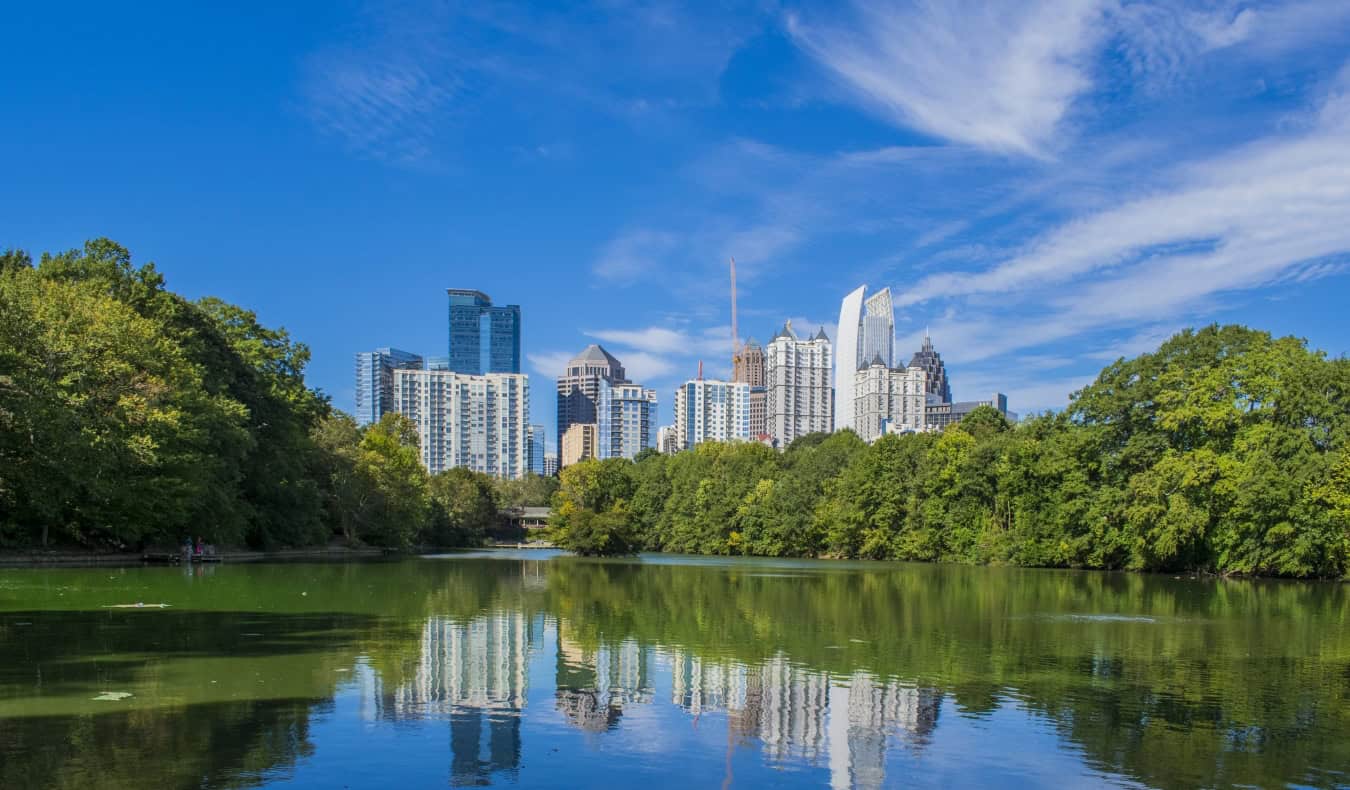 The skyline of Atlanta, GA from Piedmont Park