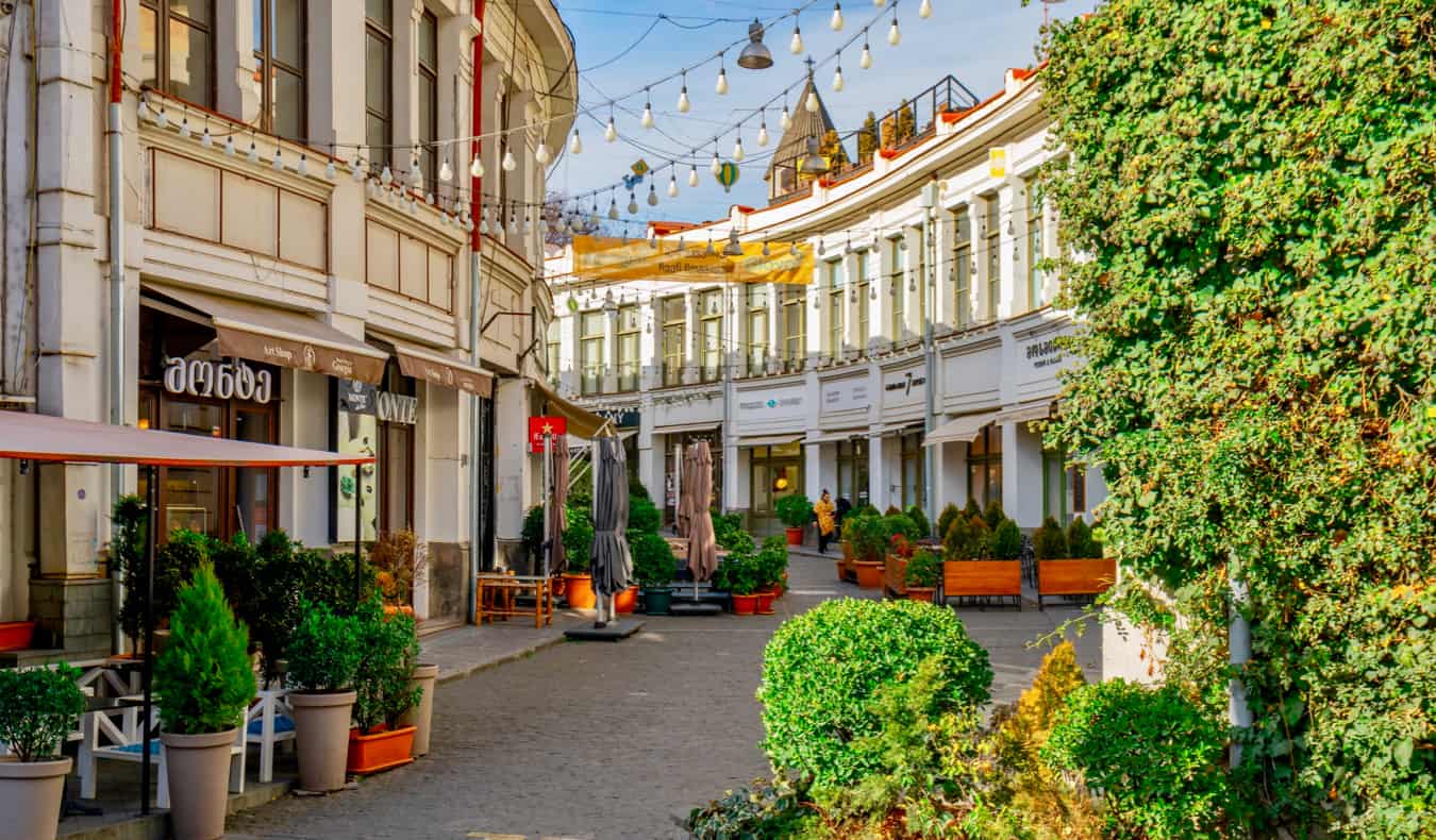 An empty street in historic Tbilisi, Georgia on a sunny summer day