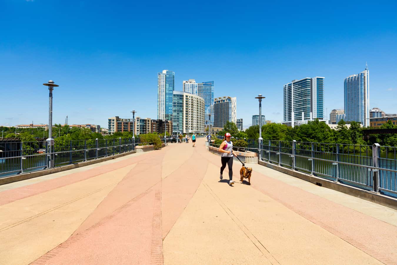 People outside enjoying the warm weather in Austin, Texas