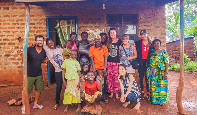 A solo female traveler volunteering in Africa