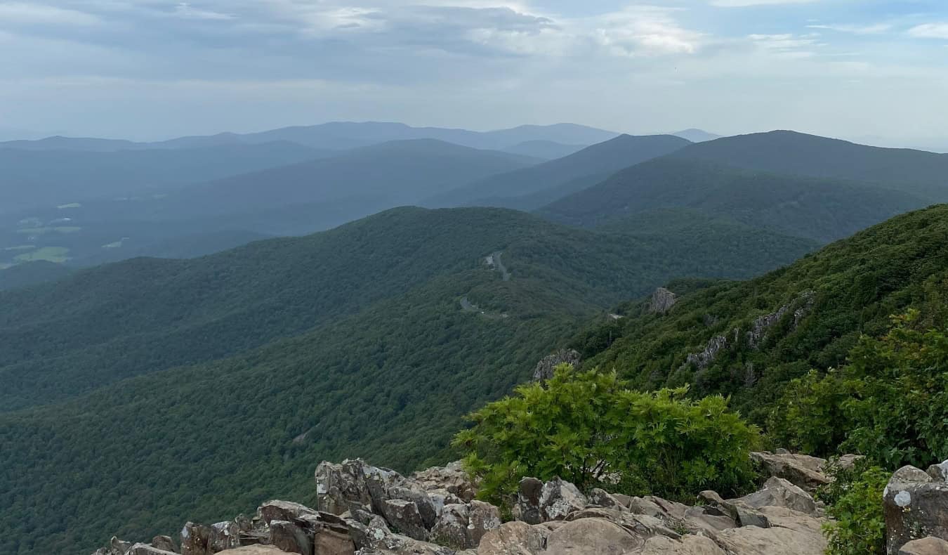 The rolling hills and mountains of Shenandoah National Park in Virginia