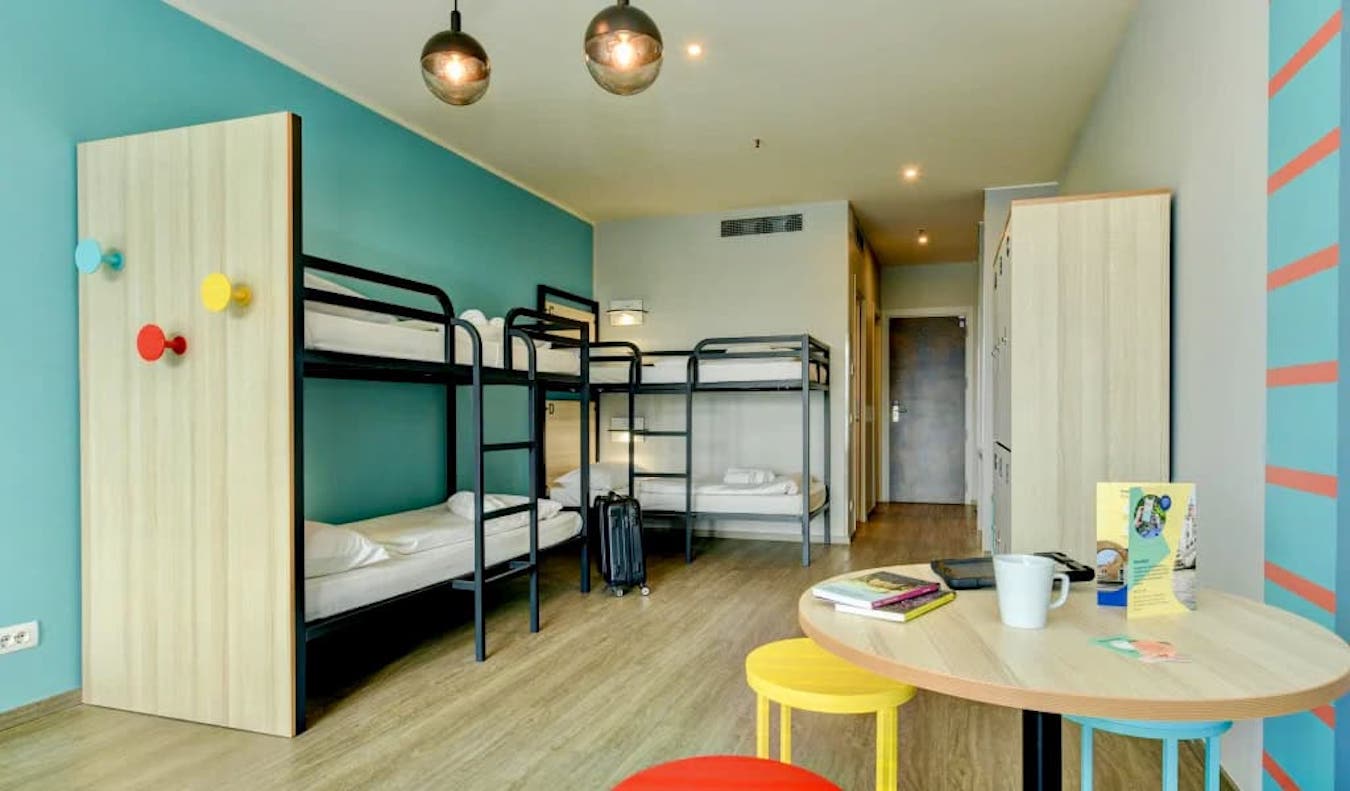 A cool and comfortable dorm room at the Meininger hostel in Venice, italy